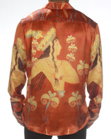 Apollo MAN  Pure Mulberry Men's Silk Shirt 'Ancient Whispers' Print