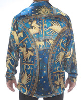 Apollo MAN  Pure Mulberry Men's Silk Shirt ZODIAC Print