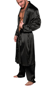 Mens Silk Robe in Black